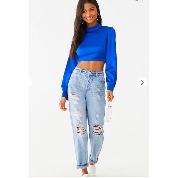 Forever 21 Tops - Forever 21 Satin Neck Crop